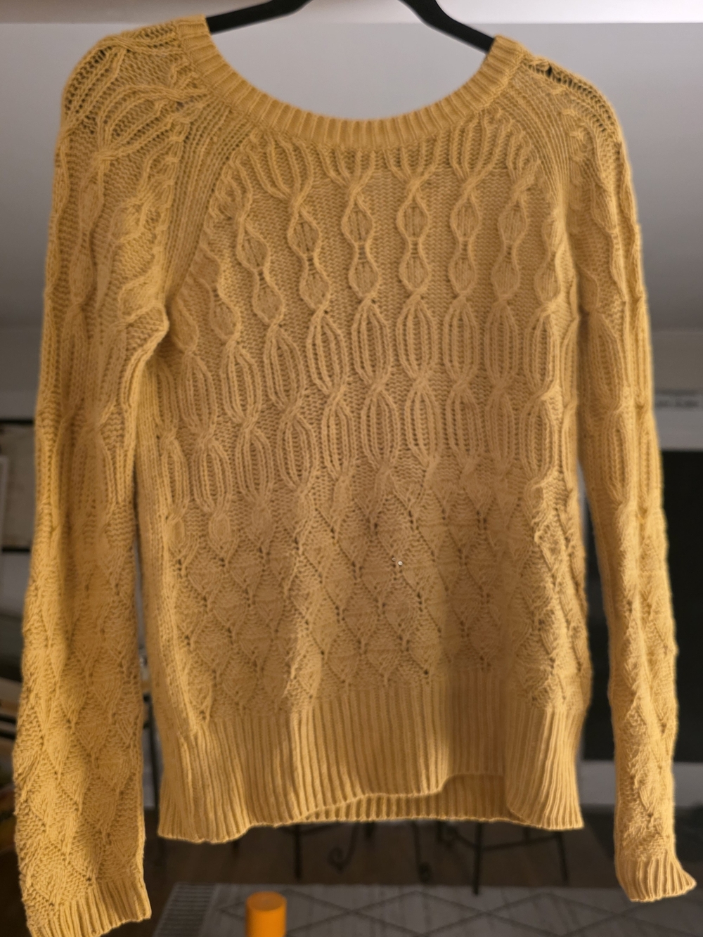 Sparrow Anthropologie Mustard Yellow Cable Knit Crewneck Sweater